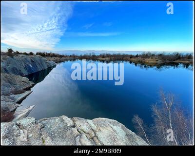 2 janvier 2023. Rockport, ma. Vue sur le parc régional de Halibut point. © Marilyn Humphries, 2023 Banque D'Images