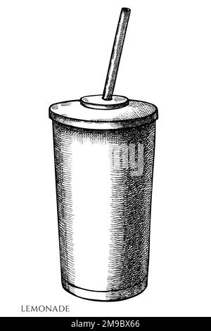 Collection d'illustrations vectorielles vintage Carnival Food. Limonade noire et blanche. Illustration de Vecteur