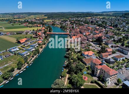 Büren an der Aare, Suisse, image de drone Banque D'Images