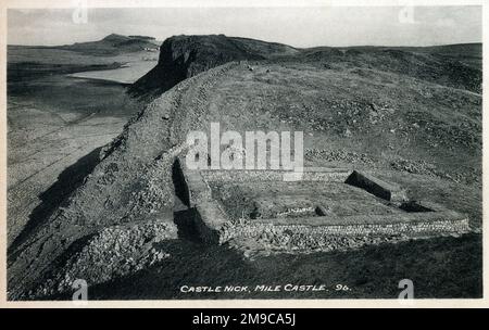 Milecastle 39 (Château Nick) - un milecastle sur le mur d'Hadrien, Northumberland, Angleterre. Banque D'Images