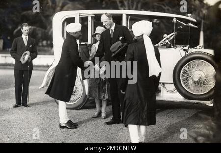 Le Premier ministre de l'Inde reçoit une visite du Viceroy, Lord Irwin (Earl Halifax). Banque D'Images