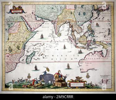 Nova Tabula Indiae orientalis carte des Indes orientales 1700 Banque D'Images