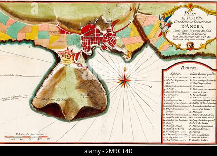 Carte du 18th siècle d'Angra (Tercera, Açores) Banque D'Images