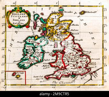 17th Century carte des îles britanniques, de l'Angleterre, de l'Écosse et de l'Irlande Banque D'Images