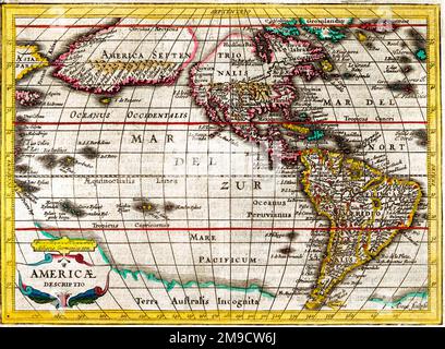 Carte du 17th siècle de l'Amérique du Nord et du Sud Banque D'Images