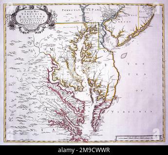 Carte du 18th siècle de la Virginie et du Maryland, Amérique Banque D'Images