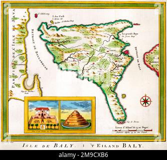 18th carte du siècle de l'île de Bali, Indonésie Banque D'Images