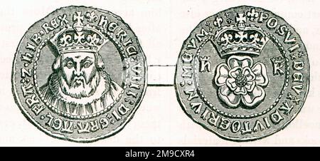 Shilling coin de Henry VIII Banque D'Images