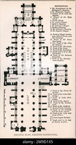 Cathédrale d'Exeter - Plan du terrain Banque D'Images