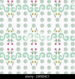 Motif fleuri avec jonquilles et tulipes. Banque D'Images