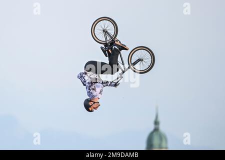 Timo Schultze (Allemagne). BMX Freestyle hommes. Championnats d'Europe Munich 2022 Banque D'Images