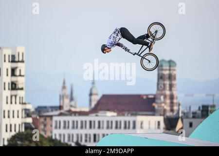 Timo Schultze (Allemagne). BMX Freestyle hommes. Championnats d'Europe Munich 2022 Banque D'Images