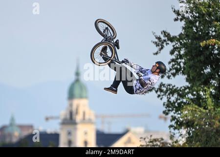 Timo Schultze (Allemagne). BMX Freestyle hommes. Championnats d'Europe Munich 2022 Banque D'Images