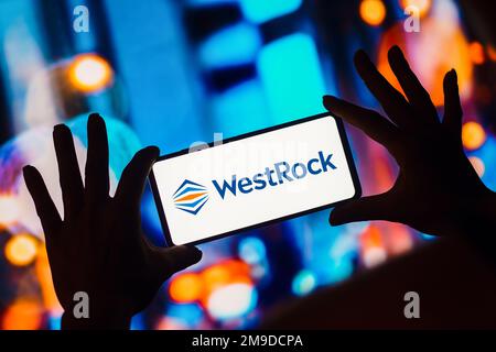 Brésil. 17th janvier 2023. Dans cette illustration, le logo WestRock s'affiche sur l'écran d'un smartphone. Crédit : SOPA Images Limited/Alamy Live News Banque D'Images