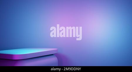 3d rendu d'arrière-plan géométrique abstrait violet et bleu. Concept de cyberpunk. Scène pour la publicité, la technologie, la salle d'exposition, la bannière, la cosmétique Banque D'Images