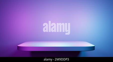 3d rendu d'arrière-plan géométrique abstrait violet et bleu. Concept de cyberpunk. Scène pour la publicité, la technologie, la salle d'exposition, la bannière, la cosmétique Banque D'Images