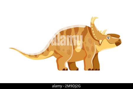 Personnage de dinosaure de pachyrhinosaurus de dessin animé. Animal crétacé ou dinosaure, créature préhistorique. Reptile éteint, isolé herbivore vecteur animal personnage puéril avec cornes Illustration de Vecteur