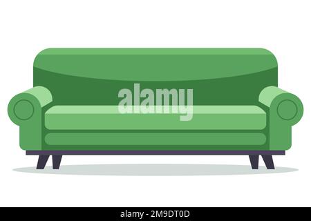Canapé vert pour les réunions devant la télévision. meubles de maison. illustration vectorielle plate. Illustration de Vecteur