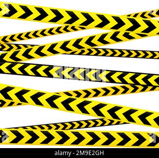 Jeu de ruban d'avertissement croisé. Bandes d'avertissement jaunes et noires. Constructions répétées, danger, danger selloformes. Zones de restriction et d'interdiction Illustration de Vecteur