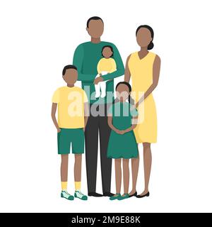 Famille africaine. Parents et leurs enfants. Illustration vectorielle. Illustration de Vecteur