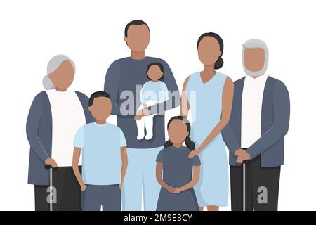 Famille. Grands-parents, parents et enfants ensemble. Illustration vectorielle. Illustration de Vecteur