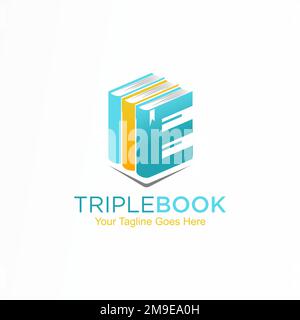 Lettre ou mot unique police E et 3D ou trois livres image graphique icône logo design abstrait concept vecteur stock. lié à la lecture ou à l'initiale Illustration de Vecteur
