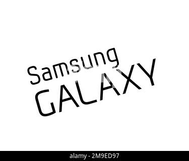 Samsung Galaxy Original, logo pivoté, fond blanc Banque D'Images