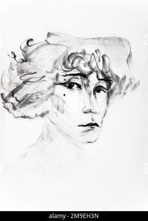 Portrait de Colette (Sidonie-Gabrielle (Sidonie Gabrielle) Colette) ecrivain 1873 - 1954 / dessin de Ewa Klos Banque D'Images