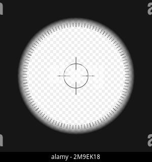 Vue monoculaire, télescope, périscope avec échelle et fond transparent. Spy, sniper, explorer, chasseur ou instrument optique touristique pour le grossissement, l'exploration, l'investigation. Illustration vectorielle Illustration de Vecteur