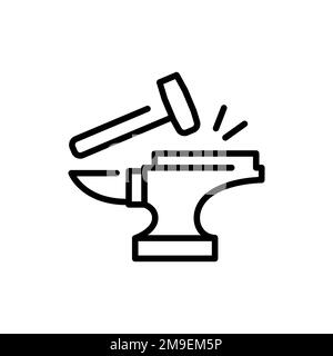Forgeron Craft olor Line Icon. Travail des métaux. Pictogramme pour page Web. Illustration de Vecteur