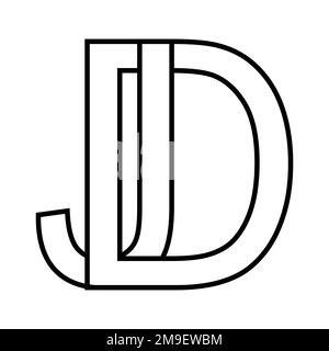 Logo signe dj jd icône double lettres logotype d j Illustration de Vecteur