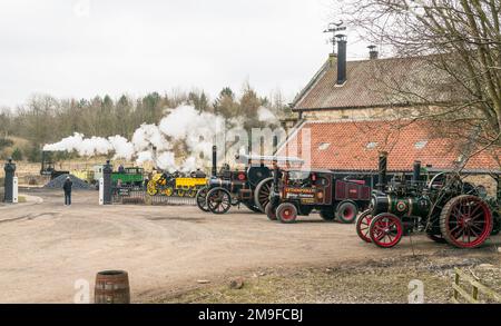 Une gamme de moteurs à vapeur au musée Beamish, dans le nord-est de l'Angleterre, au Royaume-Uni Banque D'Images