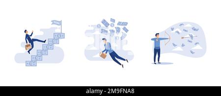 concept de la croissance de carrière, augmenter la motivation, la croissance de carrière à la réussite, définir le vecteur plat illustration moderne Illustration de Vecteur