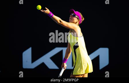 Nadia Podoroska d'Argentine en action contre Leolia Jeanjean de France lors de la première partie de l'Open d'Australie, tournoi de tennis du Grand Chelem 2023 sur 16 janvier 2023 à Melbourne, Australie - photo: Rob Prange/DPPI/LiveMedia Banque D'Images