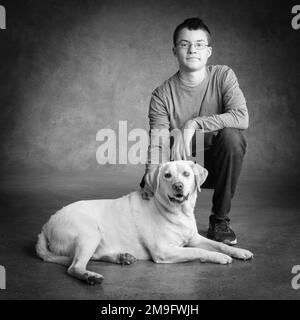 Portrait de Labrador avec le propriétaire Banque D'Images