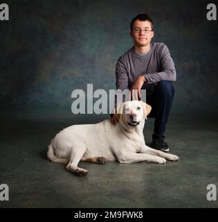 Portrait de Labrador avec le propriétaire Banque D'Images