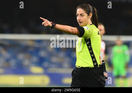 Naples, Italie. 18th janvier 2023. Le directeur de course Maria Sole Ferrieri Caputi pendant le match Coppa Italia Freccia Rossa entre SSC Napoli et USC Cremonese au Stadio Diego Armando Maradona le janvier 17 2023in Naples, italie (Credit image: © Agostino Gemito/Pacific Press via ZUMA Press Wire) USAGE ÉDITORIAL SEULEMENT! Non destiné À un usage commercial ! Banque D'Images