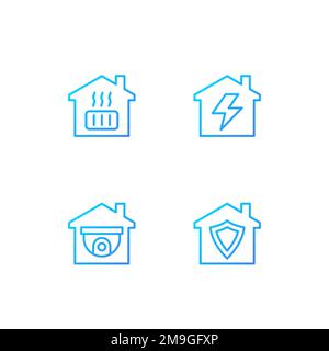 Services domestiques pixel Perfect gradient Linear Vector Icons Set Illustration de Vecteur