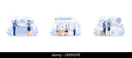 Cuisine à domicile, festival alimentaire, tourisme culinaire, recettes alimentaires, habitudes alimentaires, cuisine du monde, événement gastronomique, métaphore abstraite de restaurant, plat vec Illustration de Vecteur