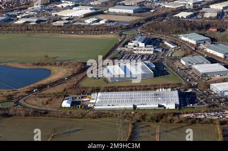 Vue aérienne d'une partie de la zone industrielle Normanton près de Castleford, West Yorkshire Banque D'Images