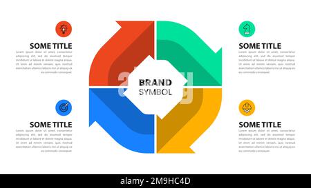 Modèle d'infographie avec icônes et 4 options ou étapes. Peut être utilisé pour la mise en page de flux de travail, le diagramme, la bannière, la conception Web. Illustration vectorielle Illustration de Vecteur