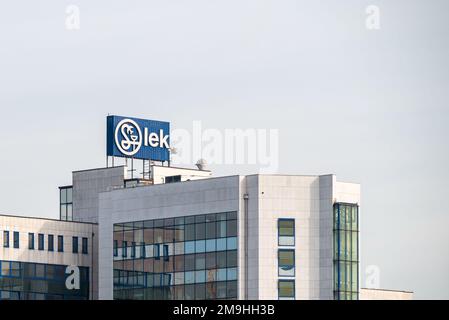 Ljubljana, Slovénie - 12 janvier 2023 : Lek, société pharmaceutique appartenant à Novartis et Sandoz Banque D'Images