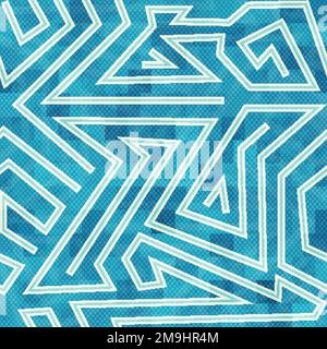 motif bleu maze sans couture Illustration de Vecteur