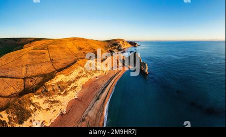 Man O War Beach et Durdle Door, site classé au patrimoine mondial de la côte jurassique, Dorset, Angleterre, Royaume-Uni Banque D'Images