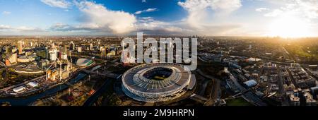 Vue aérienne du stade de Londres, parc olympique Queen Elizabeth, Londres, Angleterre, Royaume-Uni Banque D'Images