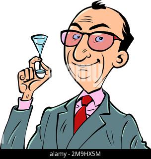 Homme d'affaires boit dans un verre. Fête des gâteaux Illustration de Vecteur