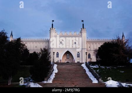 Entrée principale de la partie néo-gothique du Château de Lublin Banque D'Images