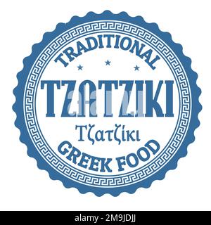 Étiquette ou timbre de tzatziki sur fond blanc, illustration vectorielle Illustration de Vecteur