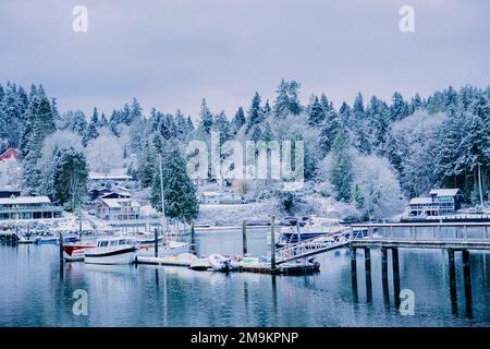 Eagle Harbour en hiver, Bainbridge Island, Washington, États-Unis Banque D'Images