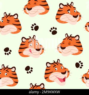 Joli motif tigre sans coutures. Motif animal de bande dessinée Illustration de Vecteur
